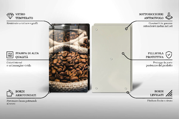 Tagliere in vetro temperato Sacchetti di caffè in grani
