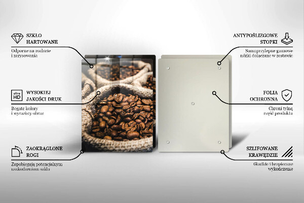 Tagliere in vetro temperato Sacchetti di caffè in grani