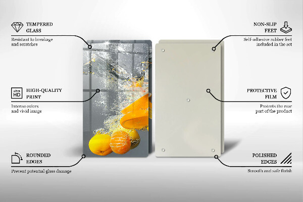 Tagliere in vetro temperato Limoni in acqua