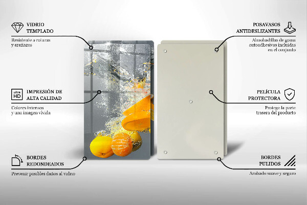 Tagliere in vetro temperato Limoni in acqua