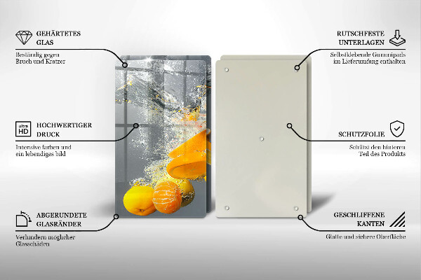 Tagliere in vetro temperato Limoni in acqua