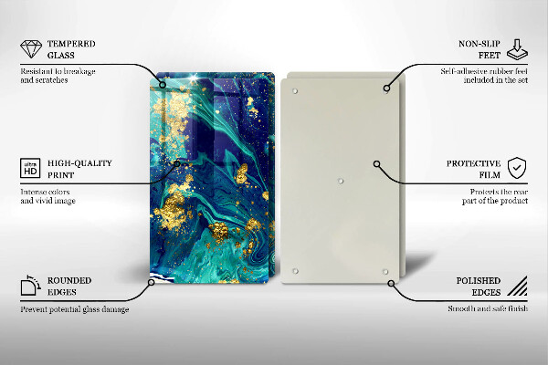 Tagliere in vetro temperato Astrazione con l'oro