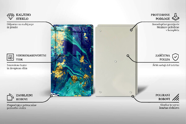 Tagliere in vetro temperato Astrazione con l'oro