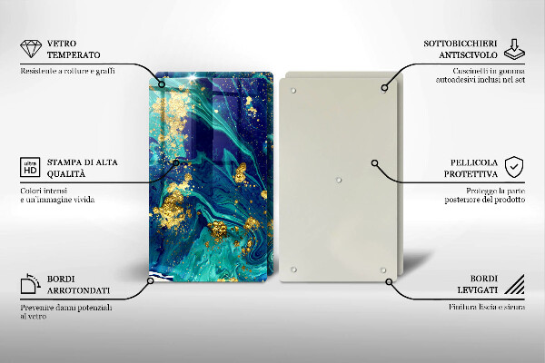 Tagliere in vetro temperato Astrazione con l'oro