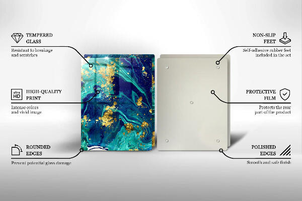 Tagliere in vetro temperato Astrazione con l'oro