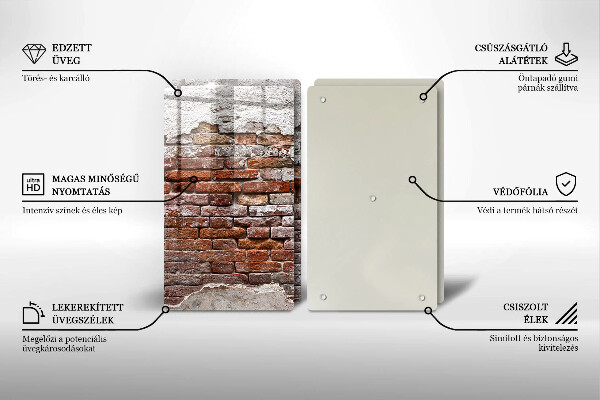 Tagliere in vetro temperato Vecchio muro di mattoni e cemento