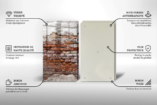 Tagliere in vetro temperato Vecchio muro di mattoni e cemento