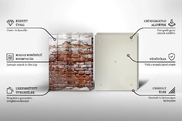 Tagliere in vetro temperato Vecchio muro di mattoni e cemento