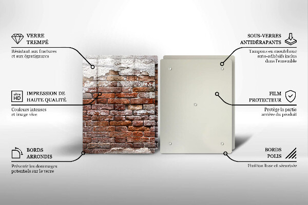 Tagliere in vetro temperato Vecchio muro di mattoni e cemento