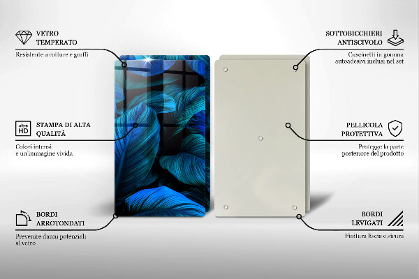 Tagliere in vetro temperato Foglie della vegetazione della giungla