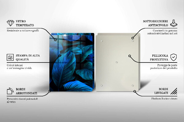 Tagliere in vetro temperato Foglie della vegetazione della giungla