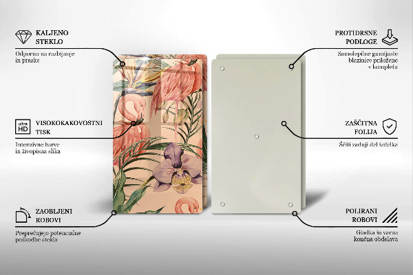 Tagliere in vetro temperato Illustrazione dei fenicotteri