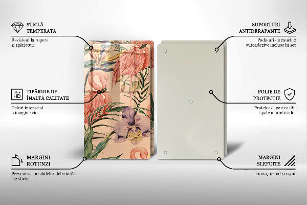 Tagliere in vetro temperato Illustrazione dei fenicotteri