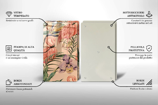 Tagliere in vetro temperato Illustrazione dei fenicotteri