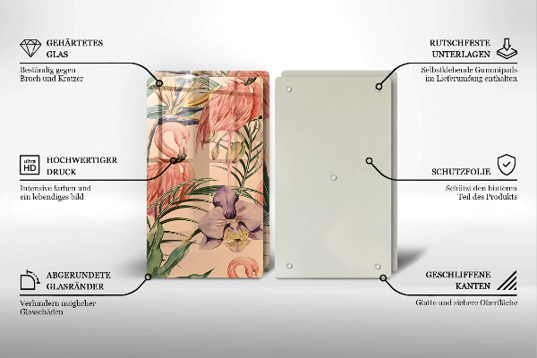 Tagliere in vetro temperato Illustrazione dei fenicotteri