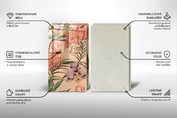 Tagliere in vetro temperato Illustrazione dei fenicotteri