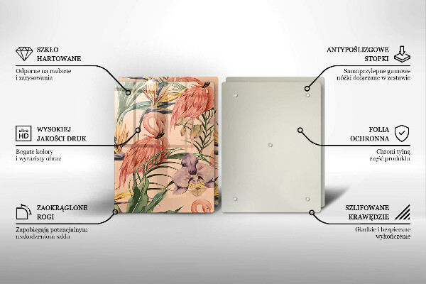 Tagliere in vetro temperato Illustrazione dei fenicotteri
