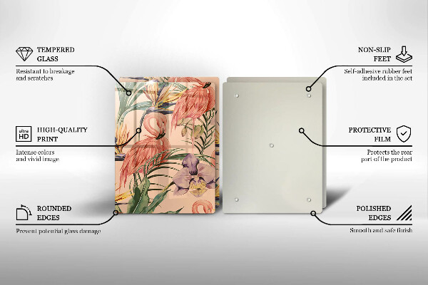 Tagliere in vetro temperato Illustrazione dei fenicotteri