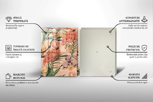 Tagliere in vetro temperato Illustrazione dei fenicotteri