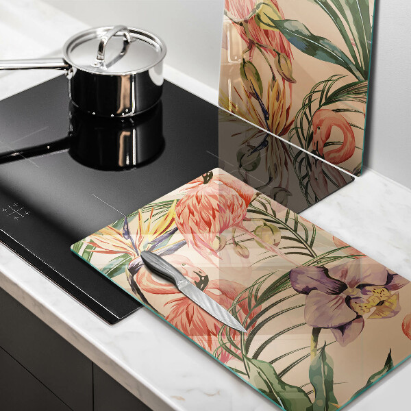 Tagliere in vetro temperato Illustrazione dei fenicotteri