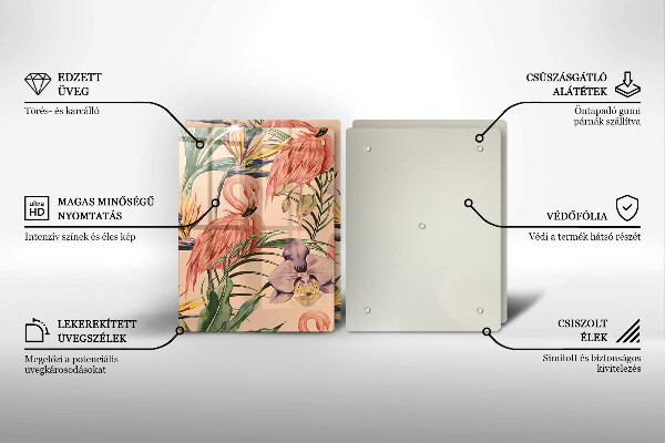 Tagliere in vetro temperato Illustrazione dei fenicotteri