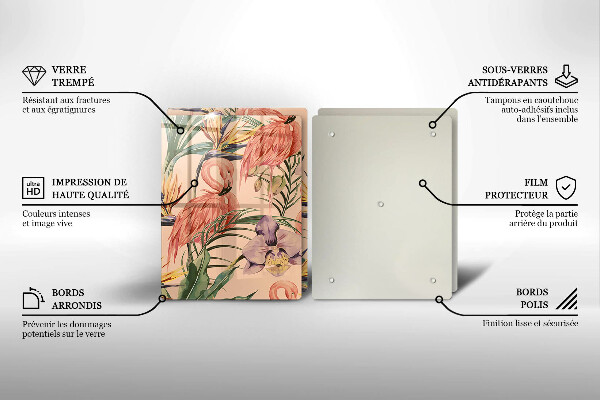 Tagliere in vetro temperato Illustrazione dei fenicotteri