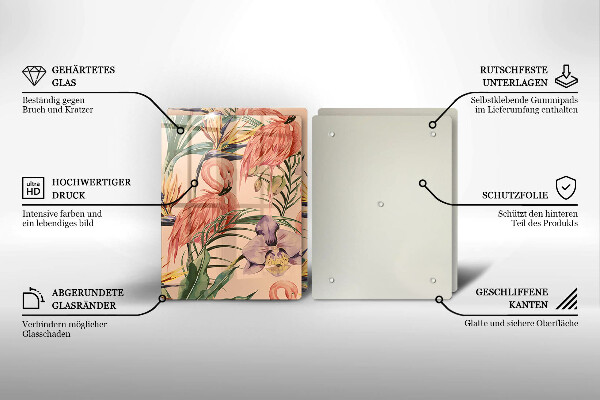 Tagliere in vetro temperato Illustrazione dei fenicotteri