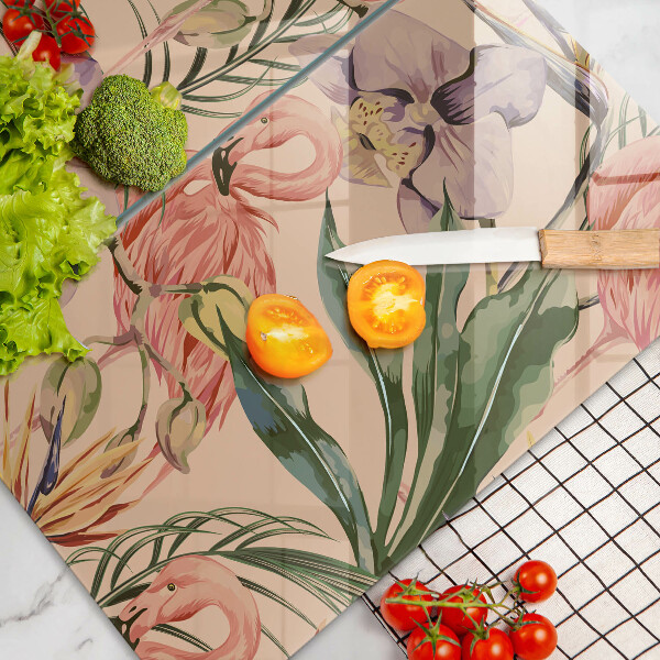 Tagliere in vetro temperato Illustrazione dei fenicotteri