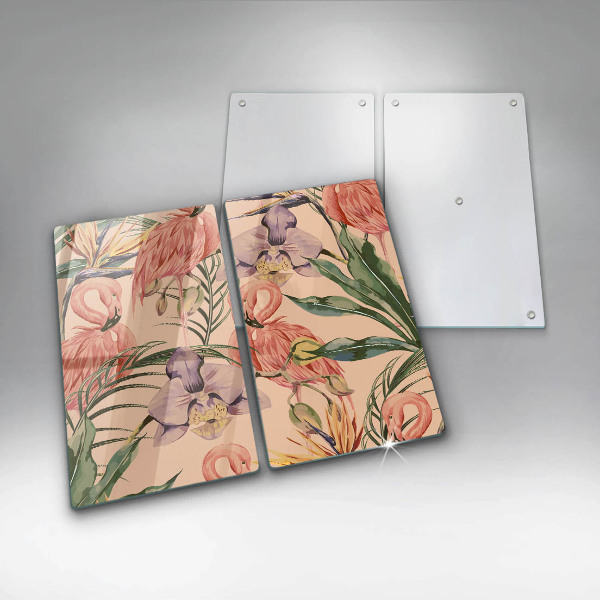 Tagliere in vetro temperato Illustrazione dei fenicotteri