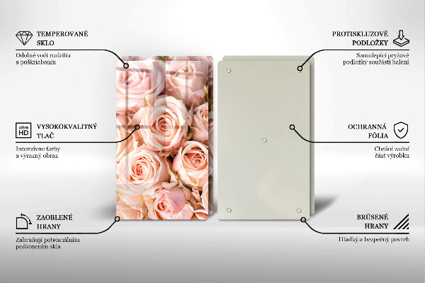 Tagliere in vetro temperato Bouquet di rose delicate