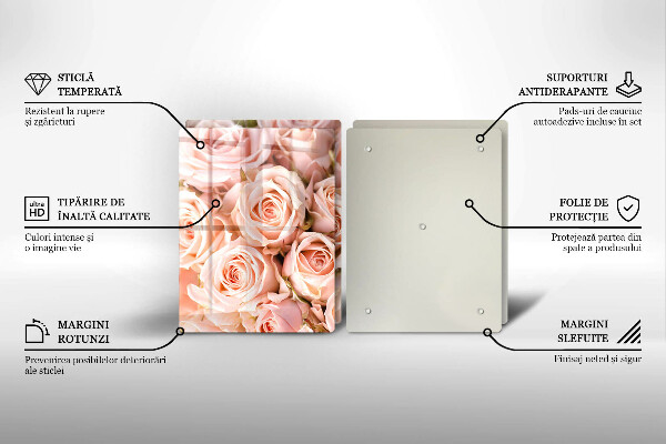 Tagliere in vetro temperato Bouquet di rose delicate