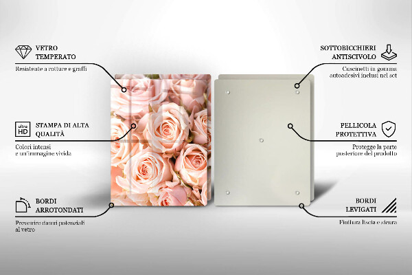 Tagliere in vetro temperato Bouquet di rose delicate