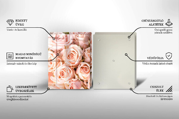 Tagliere in vetro temperato Bouquet di rose delicate