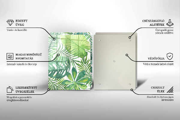 Tagliere in vetro temperato Foglie boho dell'acquerello