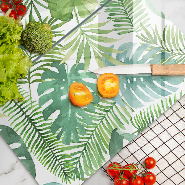 Tagliere in vetro temperato Foglie boho dell'acquerello