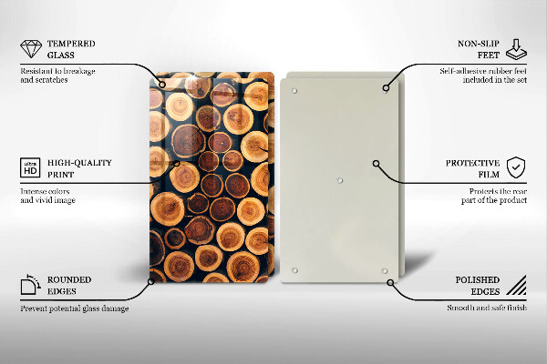 Tagliere in vetro temperato Ceppi di alberi in legno