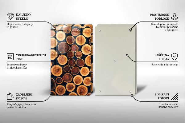 Tagliere in vetro temperato Ceppi di alberi in legno