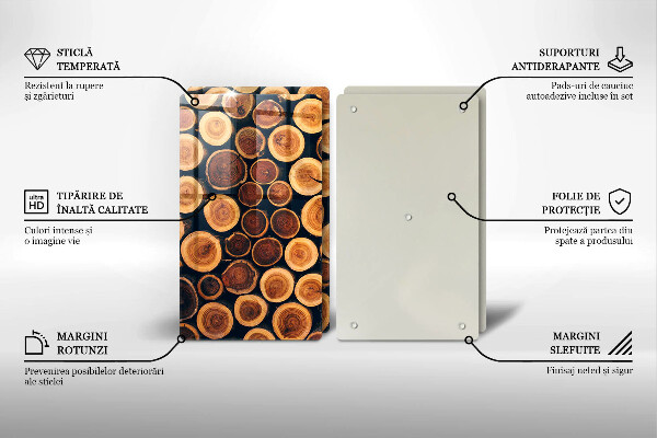 Tagliere in vetro temperato Ceppi di alberi in legno