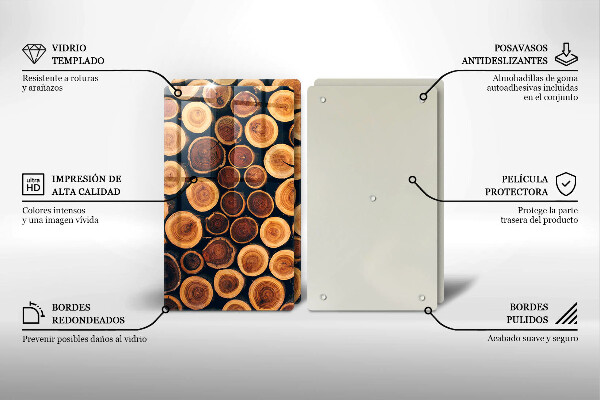 Tagliere in vetro temperato Ceppi di alberi in legno