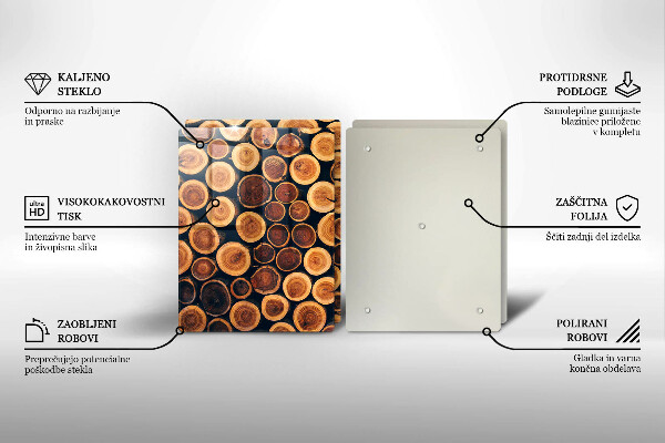 Tagliere in vetro temperato Ceppi di alberi in legno