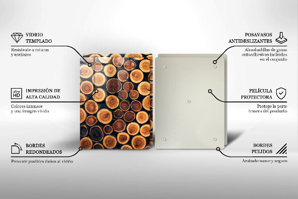 Tagliere in vetro temperato Ceppi di alberi in legno