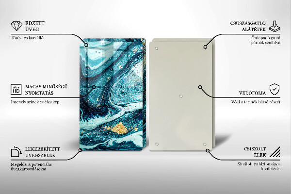 Tagliere in vetro temperato Astrazione dell'oro blu