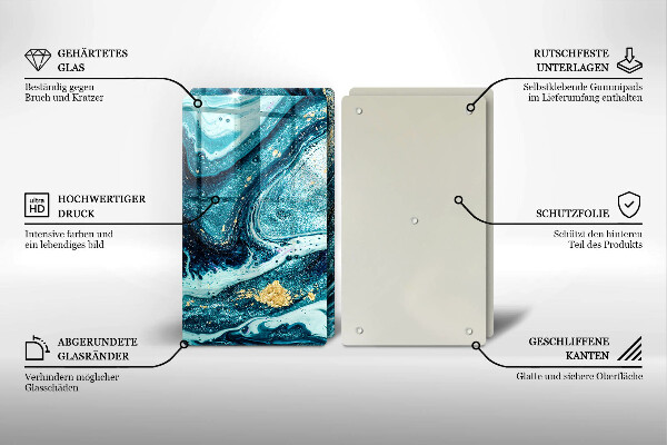 Tagliere in vetro temperato Astrazione dell'oro blu