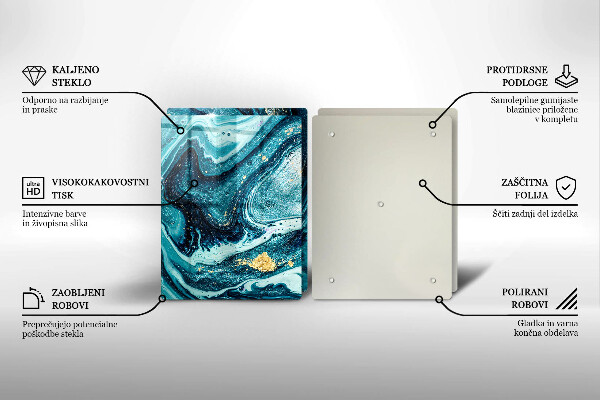 Tagliere in vetro temperato Astrazione dell'oro blu