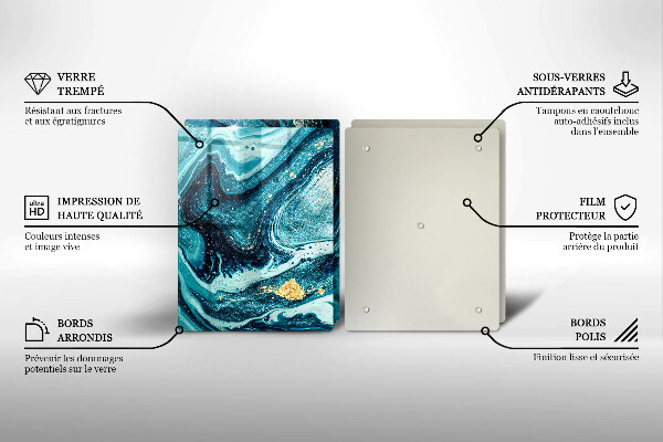 Tagliere in vetro temperato Astrazione dell'oro blu