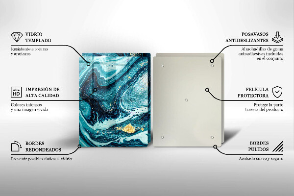 Tagliere in vetro temperato Astrazione dell'oro blu