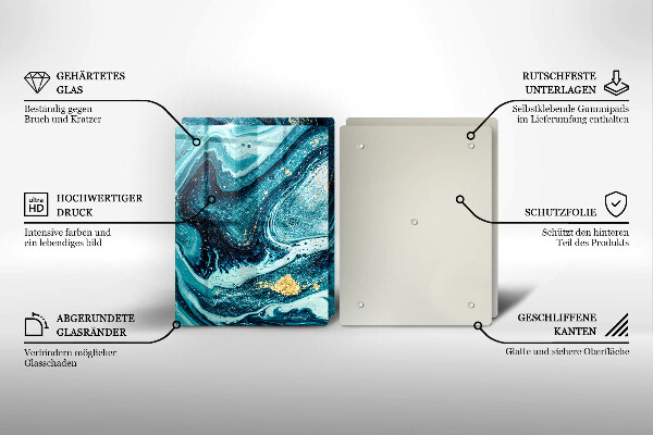 Tagliere in vetro temperato Astrazione dell'oro blu