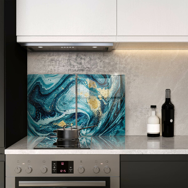 Tagliere in vetro temperato Astrazione dell'oro blu