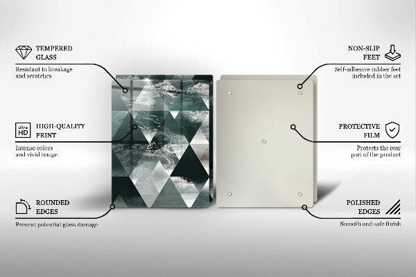 Tagliere in vetro temperato Triangoli e acqua