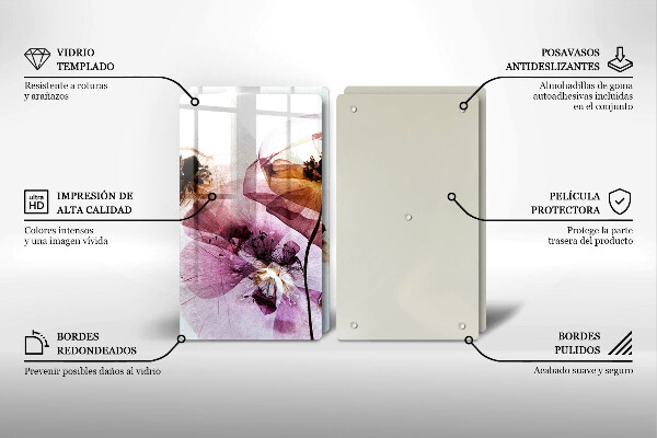 Tagliere in vetro temperato Fiori delicati